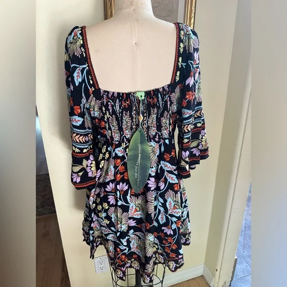 FARM Rio Black Floral Mini Dress - Picture 4 of 12